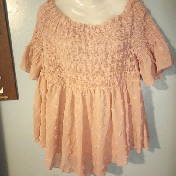 SHEIN blush on/off shoulder baby doll style cropped top - Picture 3 of 9